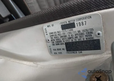 1987 Toyota Corolla Dlx from USA, damaged, VIN JT2AE82EXH3534025